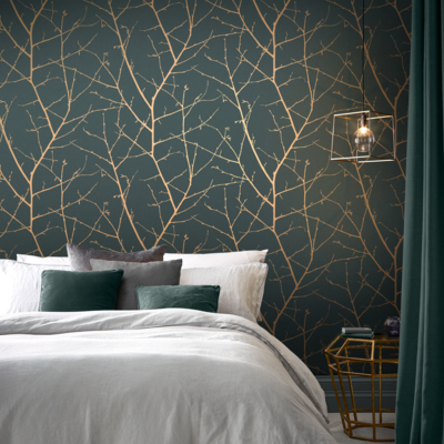 Graham &amp; Brown vliesbehang boreas teal / copper