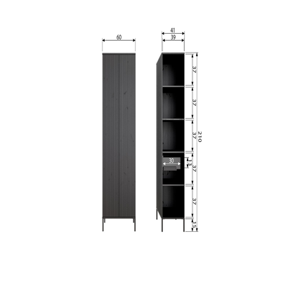 New gravure hoge kast met lade grenen dust [fsc]