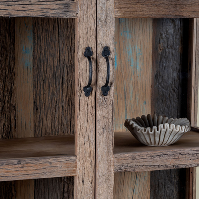 Aarush - Vitrinekast van Gerecycled Hout met Glas