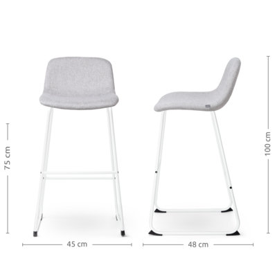 Barkruk Nino-Mats wit 75 cm - Gestoffeerde lage zitting