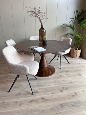 Old Inn Wonen eettafel mangohout walnootkleur Ø150 cm