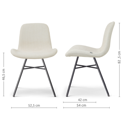 Eetkamerstoel Noa-Fé gestoffeerd - zwart onderstel