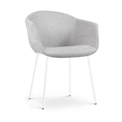 Eetkamerstoel Nora-Otis gestoffeerd - wit onderstel - met armleuningen