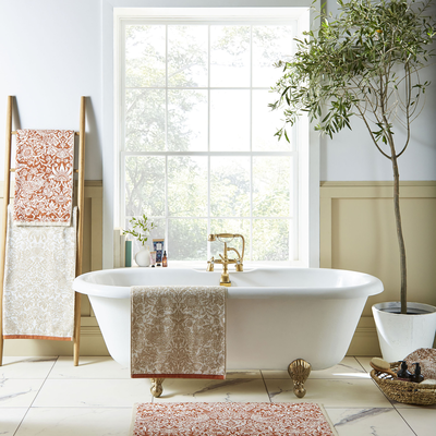 badtextiel william morris at home strawberry thief linen-rust