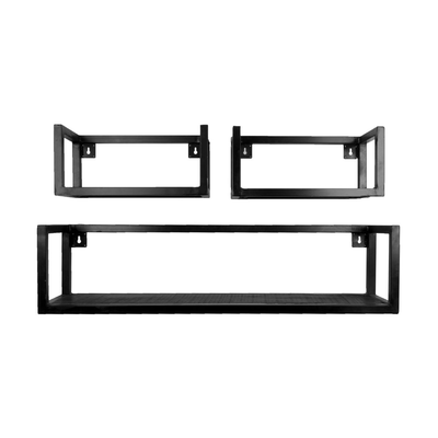 Wandplank Vintage Zwart Mangohout - Set 