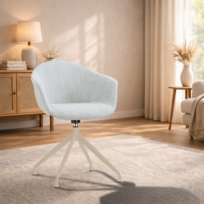 Draaibare eetkamerstoel Nola-Otis met armleuningen - beige onderstel