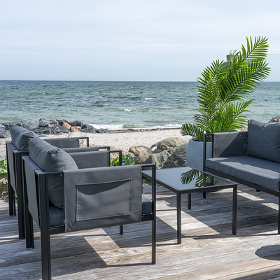 Fardau 4 delige tuin loungeset donkergrijs - met zitkussens
