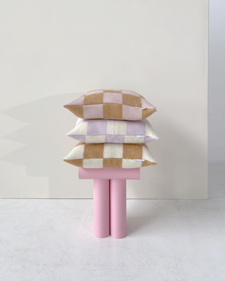 Maison Deux Checkerboard Cushion - Terra /Pink