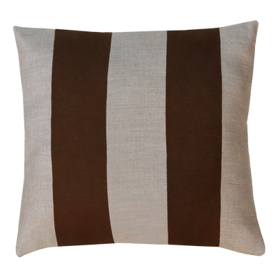 Kussen linnen streep dark chocolate zand