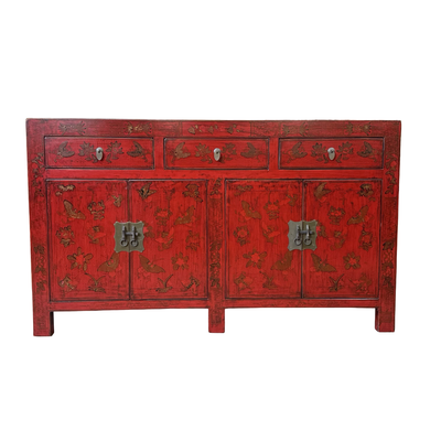 Dressoir 4deur 3la rood beschilderd uniek