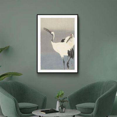Walljar poster ingelijst - Ohara Koson - Crane bird