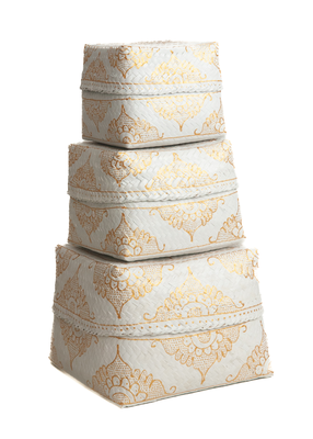 Dozen / Manden bamboe - set van 3 wit goud