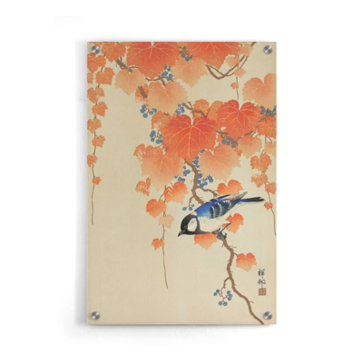 Walljar plexiglas schilderij - Ohara Koson - Great Tit On Paulownia Branch