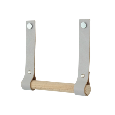 Leren toiletrolhouder (roldrager: rondhout)