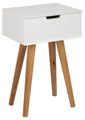Elmira Nachtkastje - 40 x 30 cm - Wit Met Eiken Poten