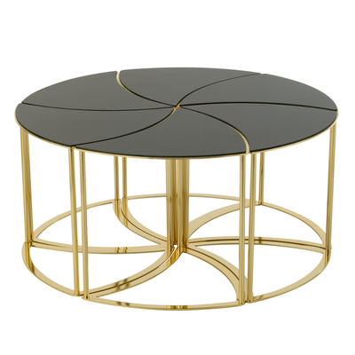 Bijzettafels Tornado Zwart/Goud - Set van 6