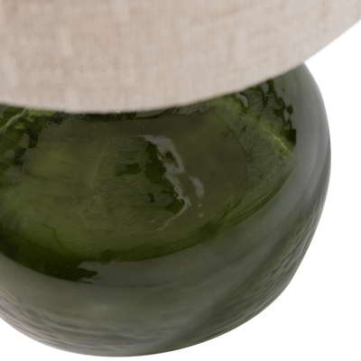 Luma tafellamp glas groen/kap naturel