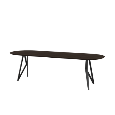 Studio HENK tafel Butterfly Plat ovaal - zwart frame, gerookte beits