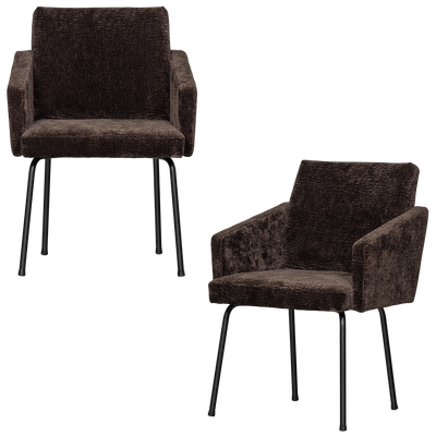 Mount eetkamerstoel met armleuning 3d chenille middenbruin