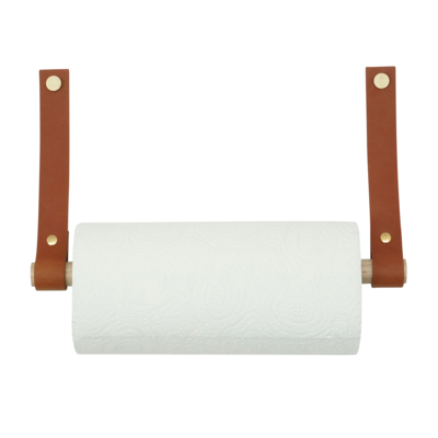 Leren keukenrolhouder (roldrager: rondhout)