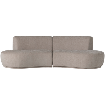 Batavier half ronde bank 4-zits velvet lichtbruin melange