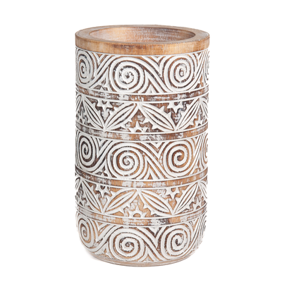 Houten vaas natural/wit