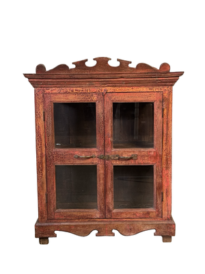 Rood glaskastje 2deur uniek