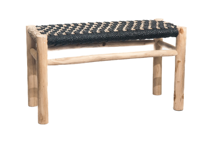 Gevlochten seagrass bankje zwart/naturel