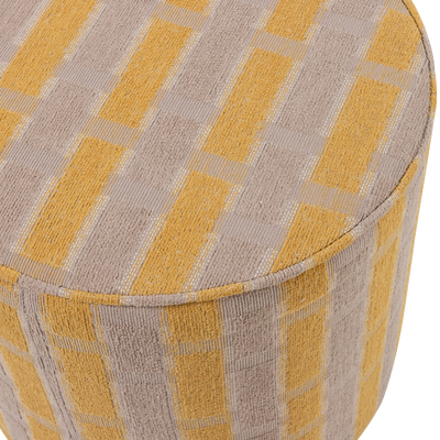 Sarli poef hoog ruit dessin chenille taupe/geel [fsc]