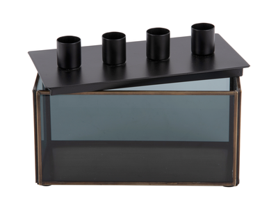 Kandelaar Boxed rechthoek zwart glas