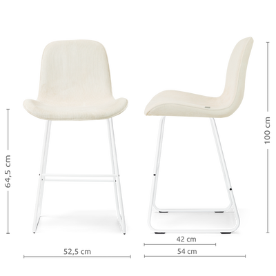 Barkruk Nino-Fé wit onderstel rib beige 75 cm