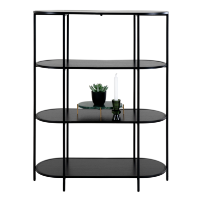 Houten ovale open kast Karen zwart - 85 x 111 cm