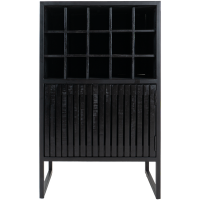 Wijnkast Loek - zwart mangohout