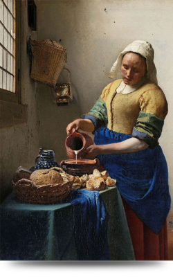 Canvas schilderij Melkmeisje van Vermeer 100 x 200 cm