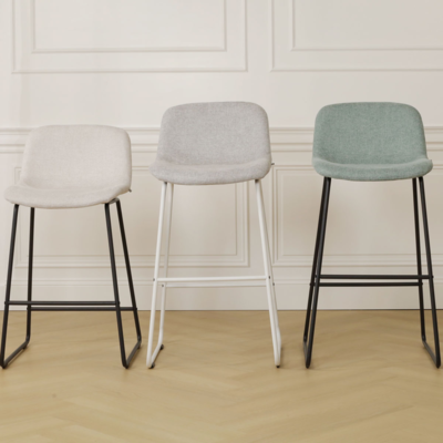 Barkruk Nino-Mats wit 75 cm - Gestoffeerde lage zitting
