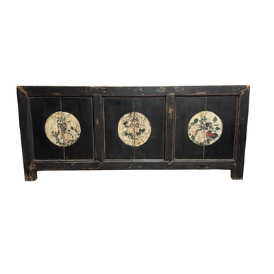 Dressoir 6dr zwart/beschilderd uniek