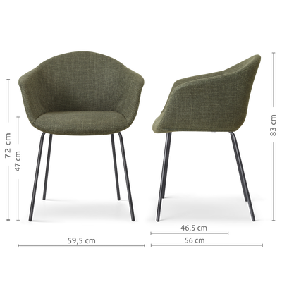 Eetkamerstoel Nora-Otis gestoffeerd - zwart onderstel - met armleuningen