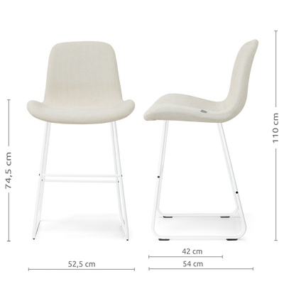 Barkruk Nino-Fé wit onderstel rib beige 75 cm