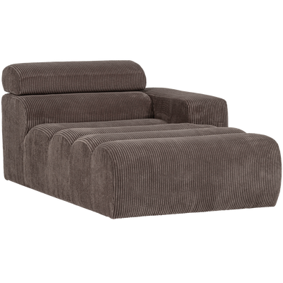 Novi chaise longue element arm rechts boucle karamelbruin