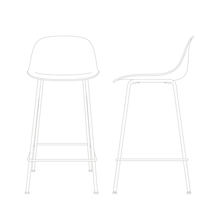 Muuto barkruk met rugleuning Fiber Counter Stool Tube Base