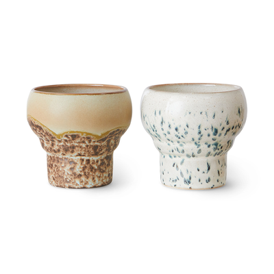 HKliving Servies 70's Ceramics Lungo Mugs coral - set van 2
