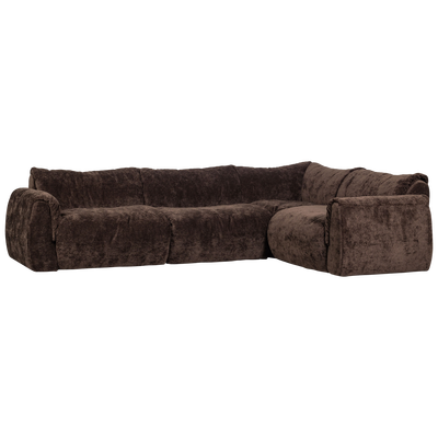 Baggy hoekbank rechts 3d chenille donkerbruin
