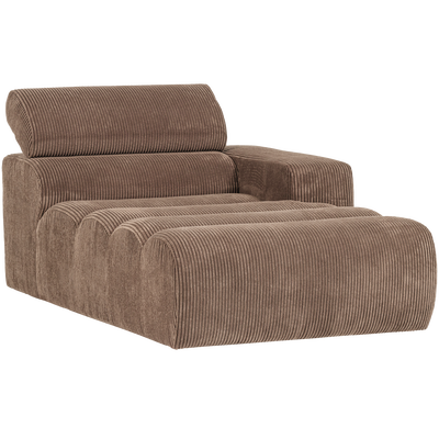 Novi chaise longue element arm rechts boucle karamelbruin