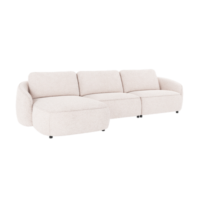 Norris gestoffeerde 4-zits hoekbank wit - links - 319 cm