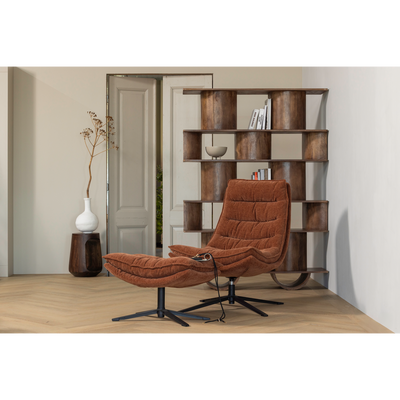 Kube draaifauteuil met hocker bruin