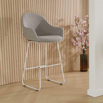 Barkruk Nino-Mae met armleuningen - wit onderstel 75 cm