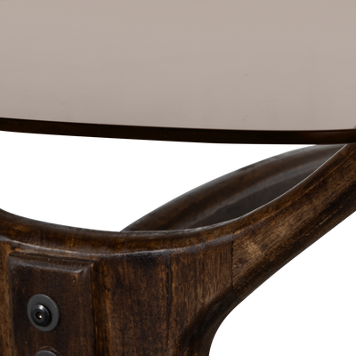 Flash salontafel mangohout/glas walnoot