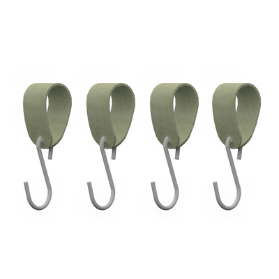 S-haakje Wit + leren hanger - Maat S - set van 4 - HOYA Living