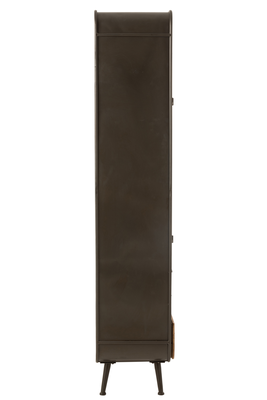 Wandkast metaal/hout Zwart/Naturel