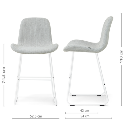 Barkruk Nino-Fé wit onderstel rib beige 75 cm